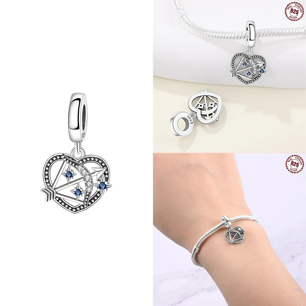925 Sterling Silver Pink Zircon Love Beads Charms Fit Bracelet Women Jewelry Diy Anniversary Gift Delicate Accessories Bag Charm