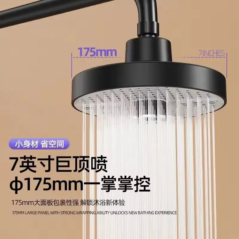 New 5 Functions Large Flow Ceiling Mounted Supercharge Shower Head 175MM Big Panel Round High Pressure Top Spray Rain Showerhead