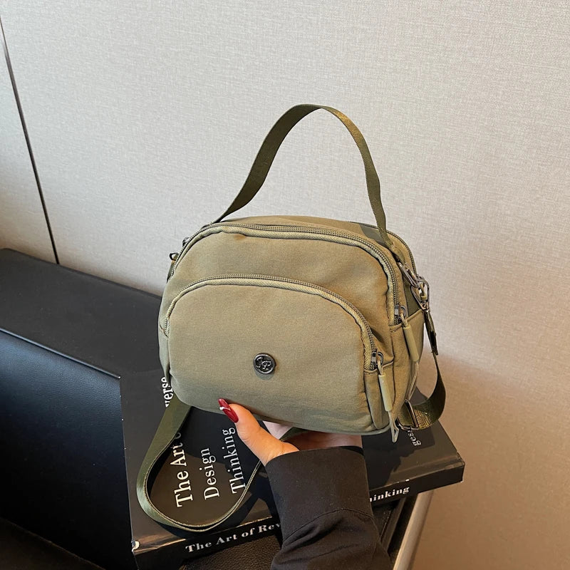 Women's Fashion Canvas Crossbody Bags Multi Pocket Small Shoulder Bag Casual Boho Handbag Lightweight Travel Purse for Daily Use