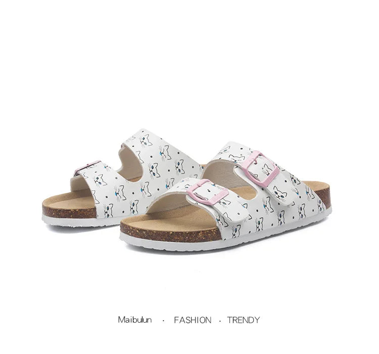 Slippers Women Buckle Flat Bottom Cork Slippers Man Summer Unisex Beach Button Outdoor Casual Sandals Designer Ladies Shoes