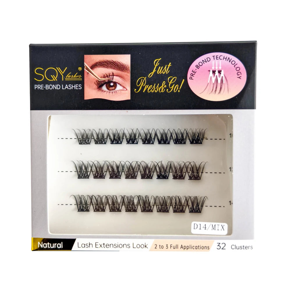 Press On Lash Clusters Self Adhesive Eyelashes Pre-Glued Cluster Lashes Self Stick Eyelash Clusters Pre-Bond DIY Lash Reusable