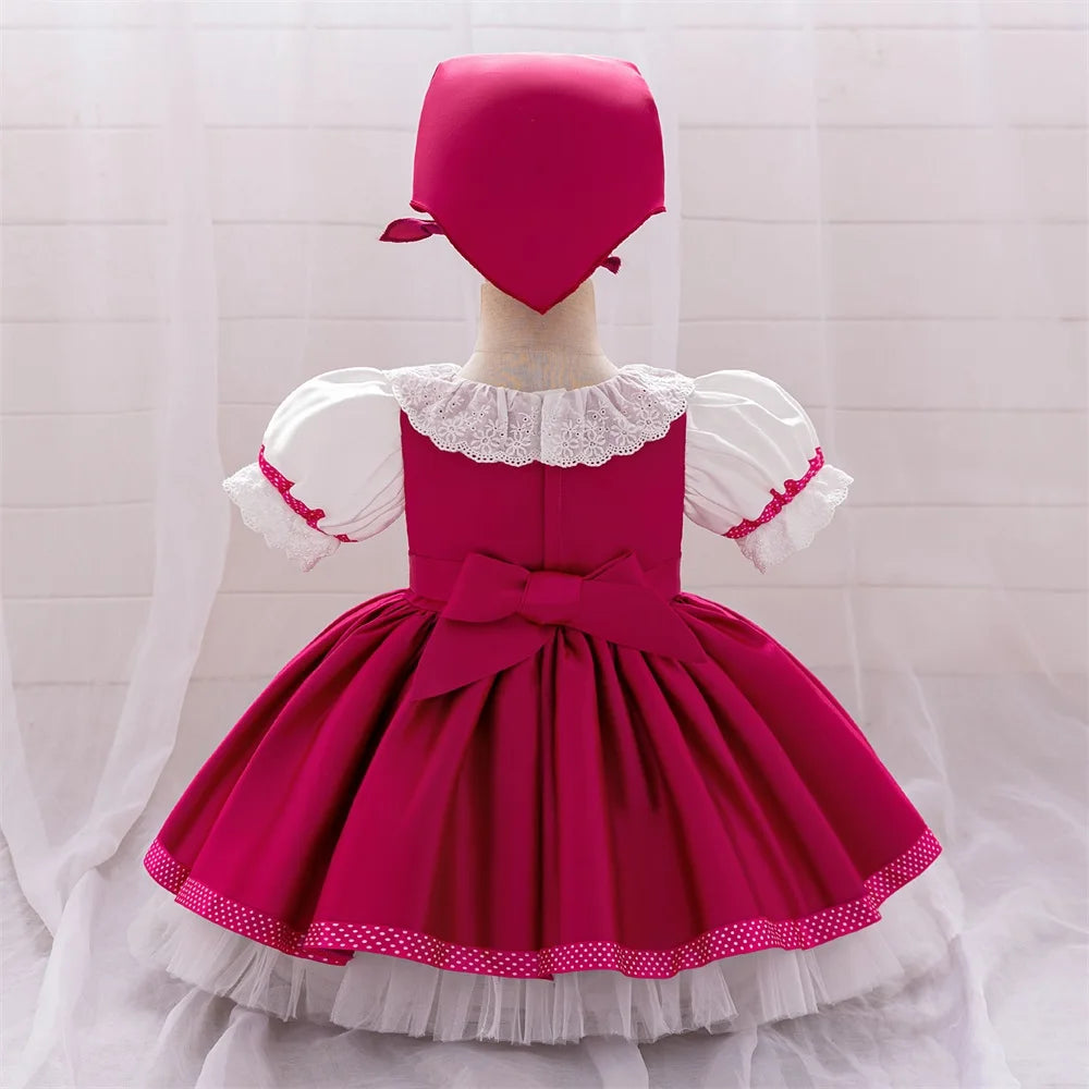 Ma Sha Bear Girls Party Maid Dress 2pcs Toddler Lolita 1st Birthday Wedding Princess Prom Dress Carnival Halloween Kids Clothing