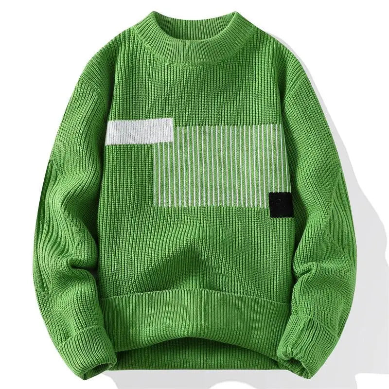 2025 Men's Sweater Fashion Pattern Autumn/Winter Knitted Sweater Fashion High Street Pullover Outdoor Loose Warm Thick