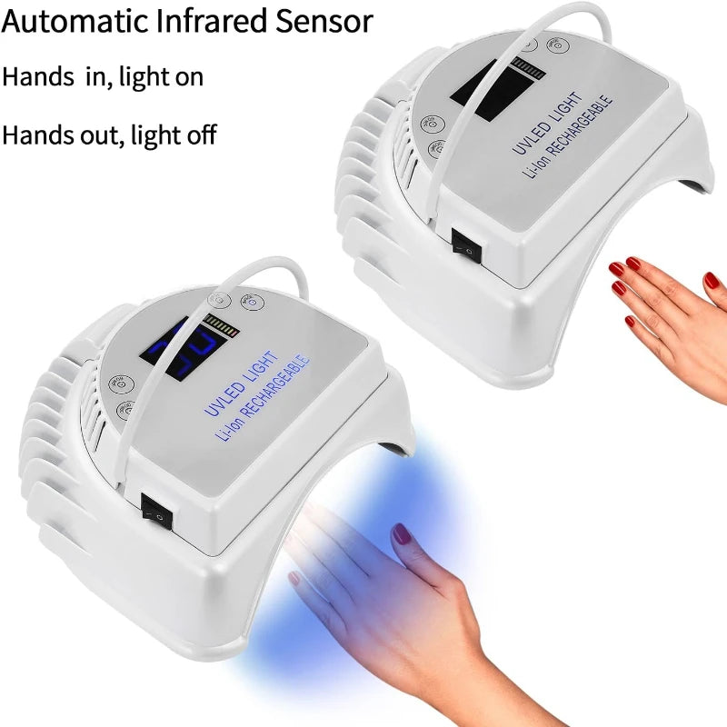 64W Rechargeable UV LED Nail Lamp Gel Polish Drying for Manicure with Automatic Sensor Cordless Nail Dryer Equipment and Tools
