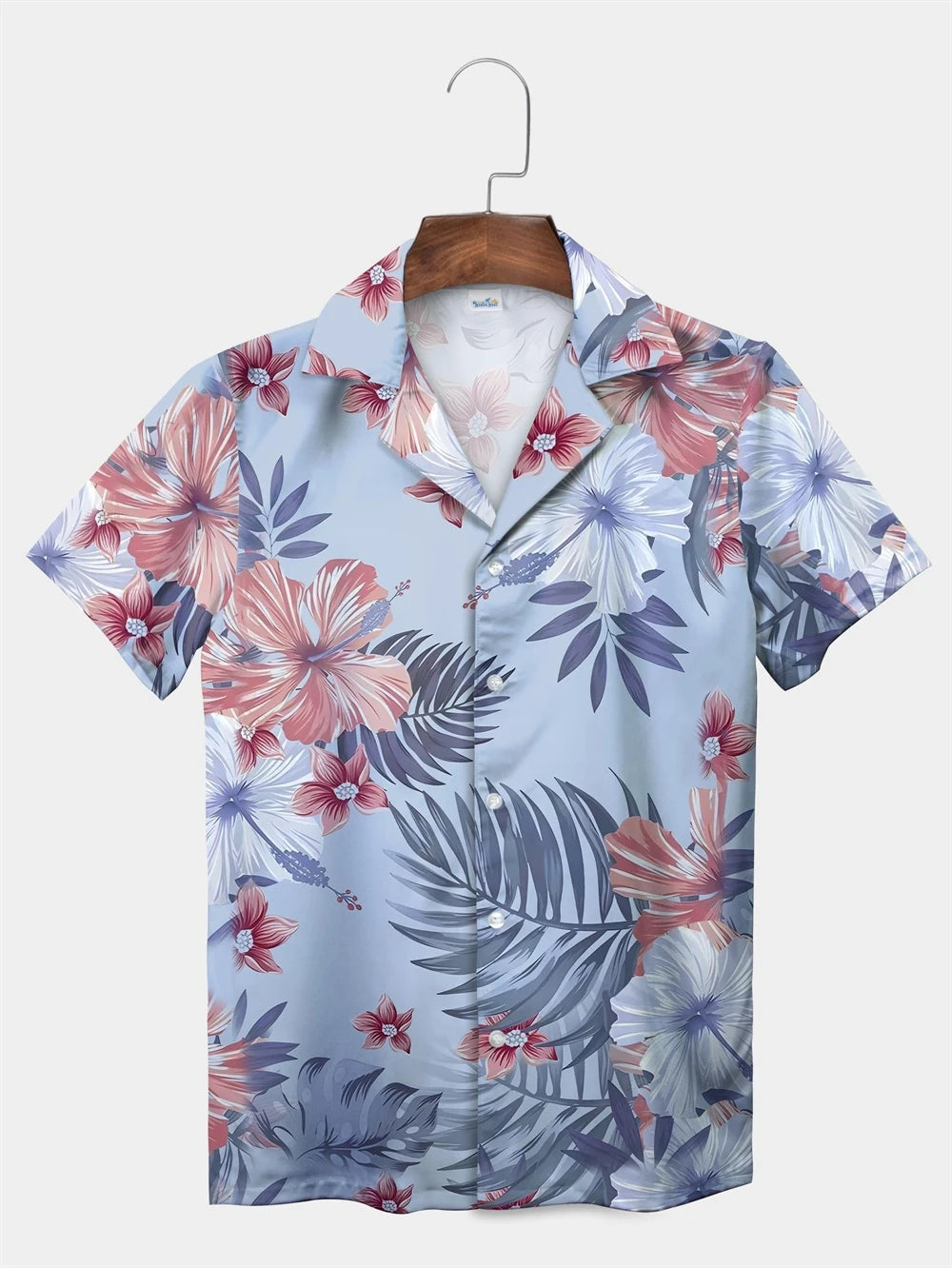 Tropical Plant Leaves Palm Tree Leaves Casual Shirt Botanical Print Light Color Shirt Pattern Men's Short Sleeve Hawaiian Shirts