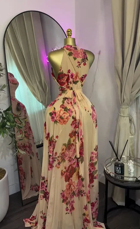 GLCMYAYA 2025 Fall Women O-neck Sleeveless Print Mermaid Maxi Dress Evening Birthday Beach Sexy Night Party Long Dresses