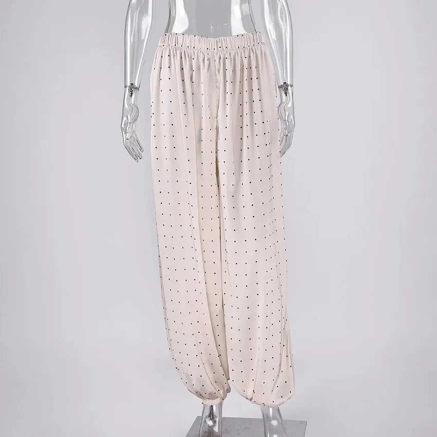 Tsiisd Commuting Printing Dot Women's Pants High Waist Straight-Leg Trousers Casual New Elegant Office Work Women's Pants 2026