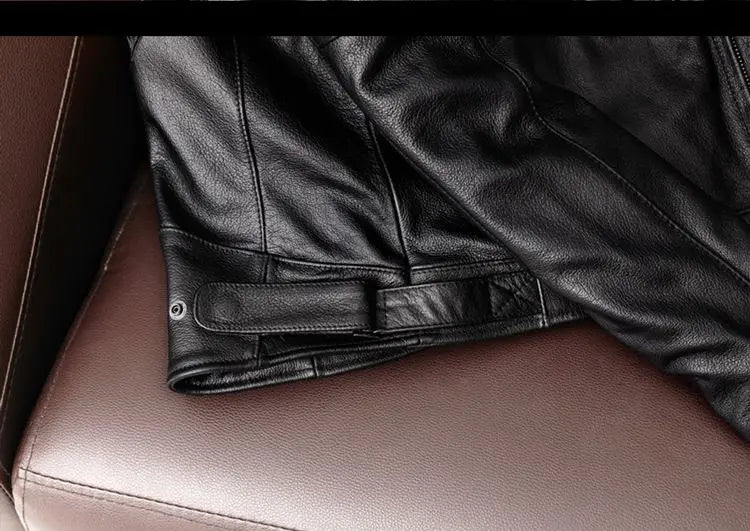Genuine Leather Jacket Men 100% Cowhide Jacket Man Stand Collar Motorcycle Clothes Spring Autumn Winter 2024 New Leather Coat