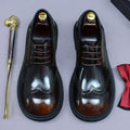 Retro Mens Dress Brogues Shoes Luxury Genuine Leather Round Toe Handmade Fashion Flat Autumn Black Wedding Social Shoes Man 2025