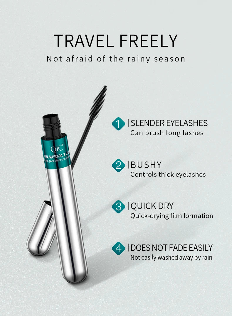 2 In 1 Dual Effect Black Waterproof Mascara 4D Lash Lengthening Thickening Curling Eye Makeup Cosmetics