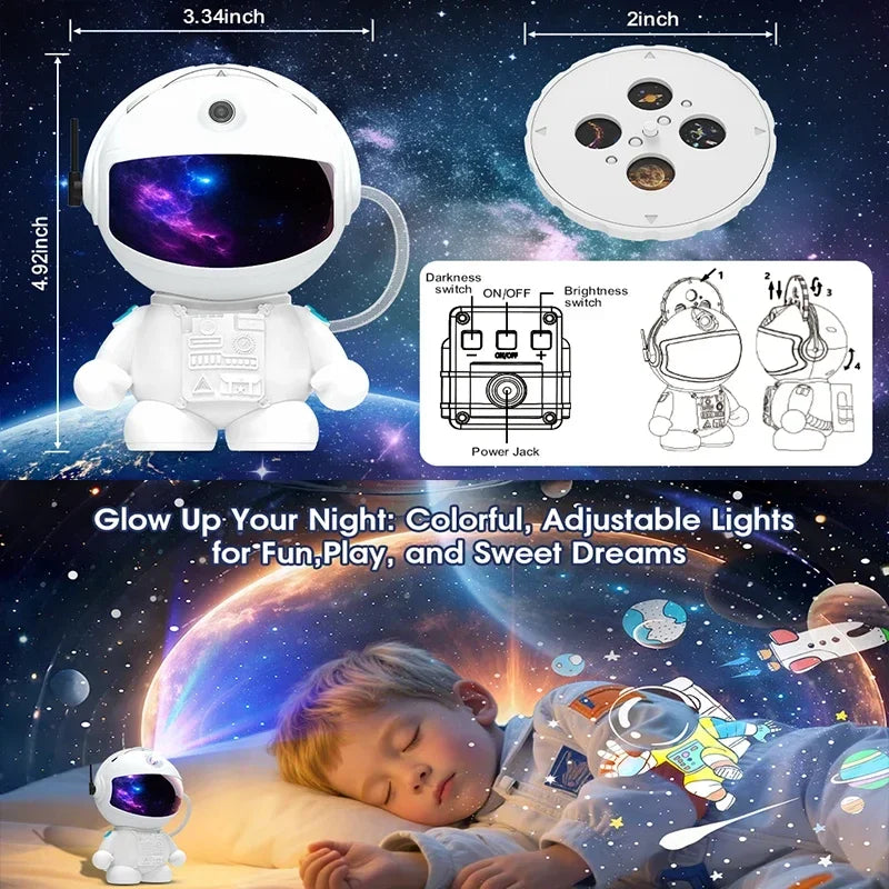 Astronaut Galaxy Projector Star Projectors with 12 Space Film 360°Rotating Magnetic Head Planetarium Suitable for Kid and Adult