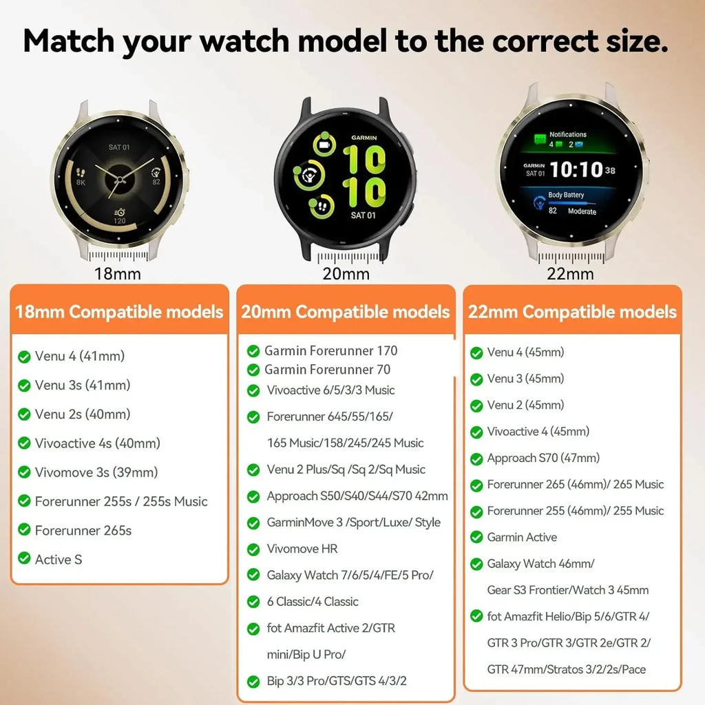 18/20/22mm Strap For Garmin Forerunner 170 70 255S 245 645 970 570 55/Venu 4 3 3S 2 2S/Vivoactive 6 5 4 Silicone Band Bracelet