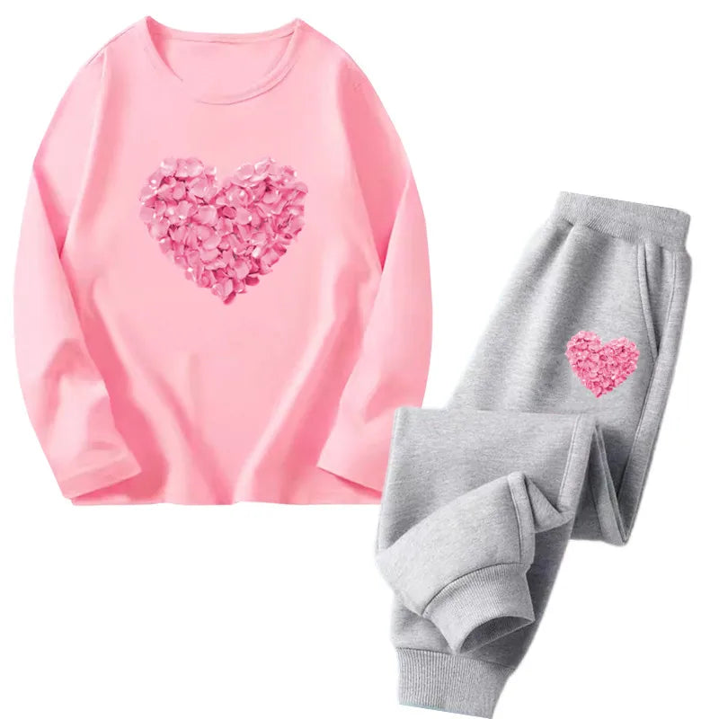 Spring Autumn Toddler Girls Fashion Set Kawaii Print Long Sleeve T-Shirt And Pants Two-Piece Casual Clothing Outfit for Girls