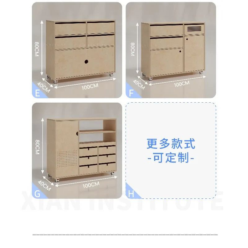 Log wind living room chest cabinet birch ocean board multi-functional locker movable combination cabinet