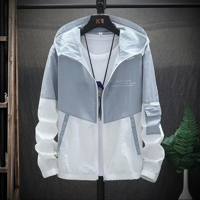 Men's Sun Protection Clothes Jackets Motorcycle Summer Ultra-thin Windproof Ice Silk Windbreaker Male UV Resistant Jacket Coats