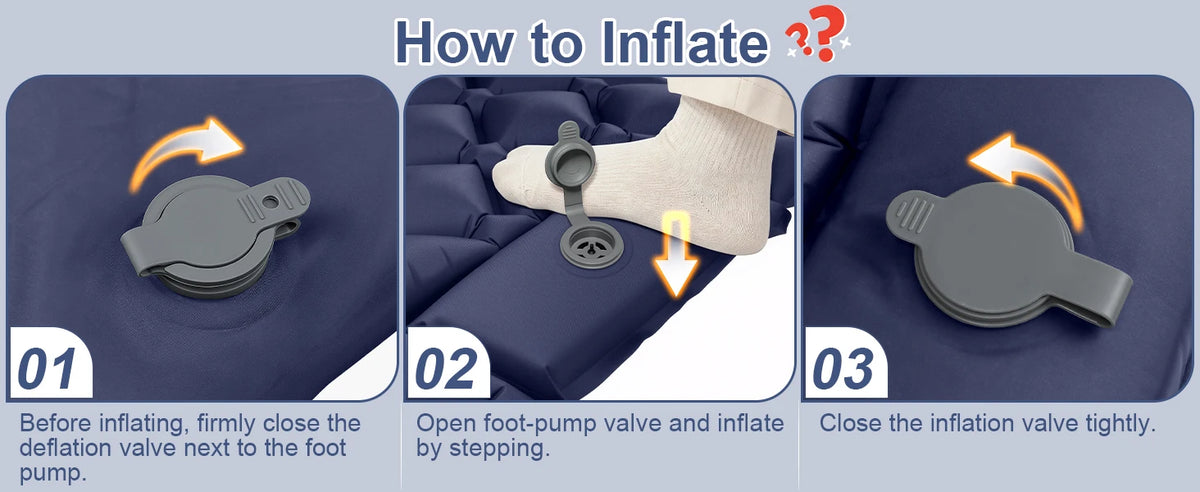 Camping Sleeping Pad, Ultralight Camping Mattress with Pillow Built-in Foot Pump,Self-inflating Sleep Mat