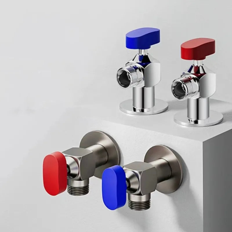 Tuqiu Brass Angle Valve Water Control Valve Chrome Gray Corner Valve Bathroom Tap Water Valve 1/2*1/2 Brass Angle valves