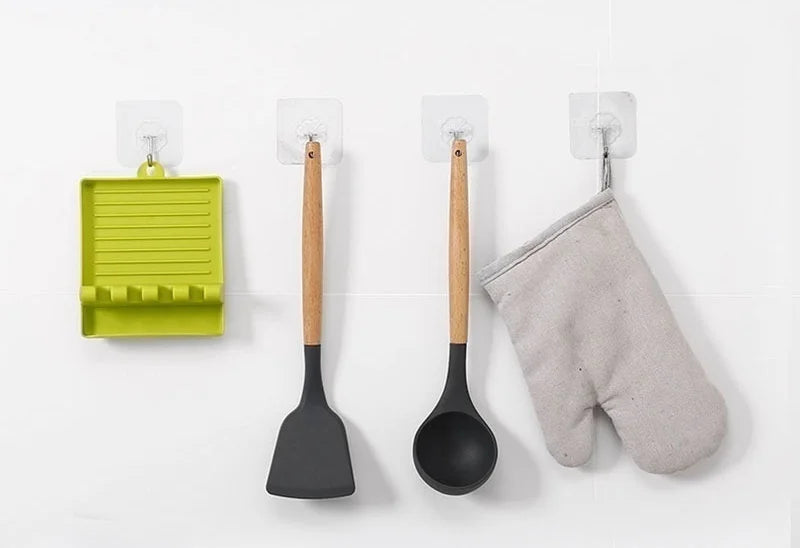 Kitchen Spoon Holders Fork Spatula Rack Shelf Organizer Plastic Chopsticks Holder Non-slip Spoons Pad