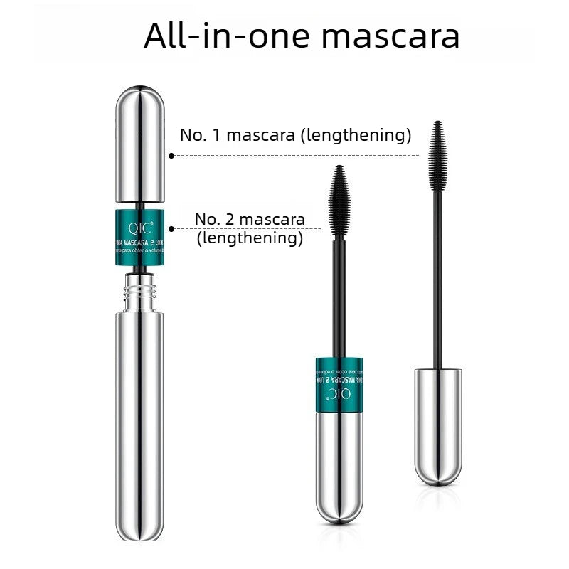 2 in 1 Dual Effect Black Waterproof Mascara 4D Lash Lengthening Thickening Curling Eye Lasting Fast Dry Mascara Makeup Cosmetics