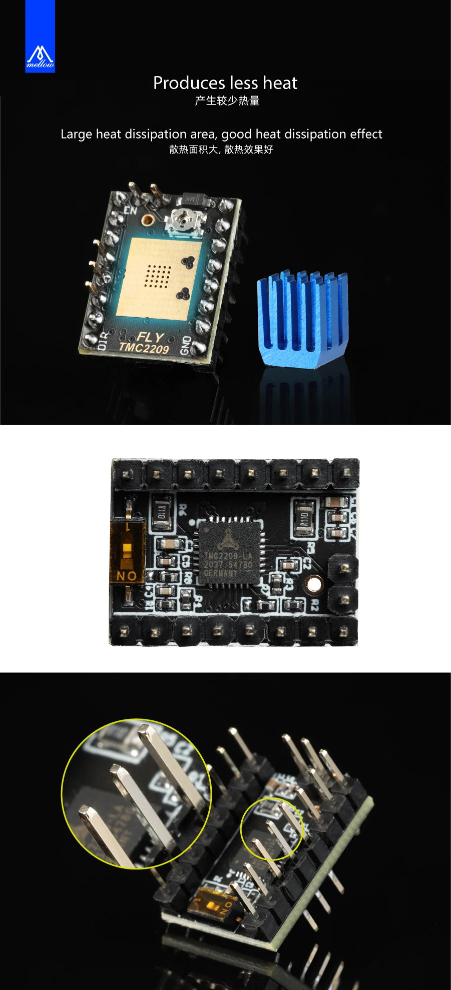 Newest Mellow Fly TMC2209 Stepper Motor Driver StepStick UART 2.8A Silent 3D Printer Parts For Rumba32 FLY-CDY Mini V1 Board