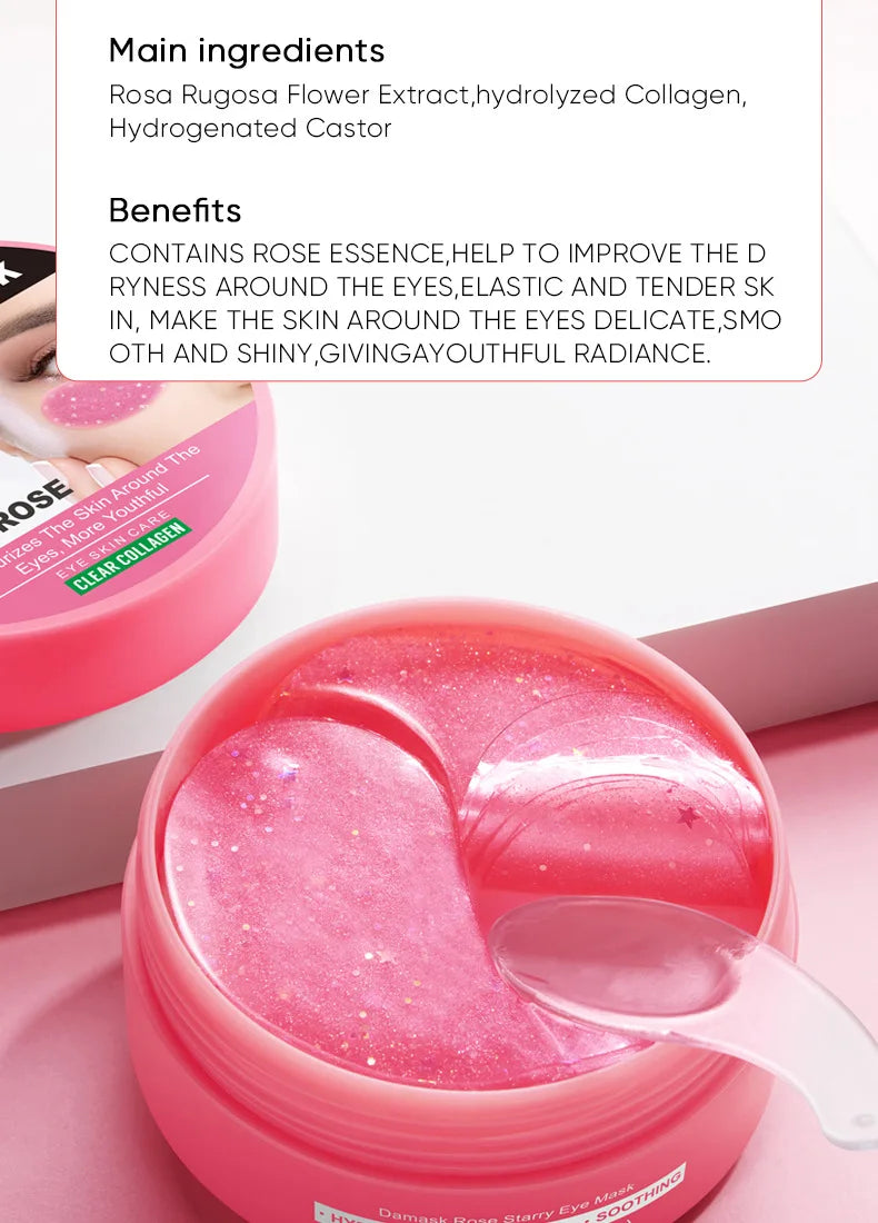 60 Pieces of Rose Starry Sky Collagen Eye Mask, Anti-Dark Circles, Anti-Eye Bags, Moisturizing and Firming Eye Patches, Eye Skin Care