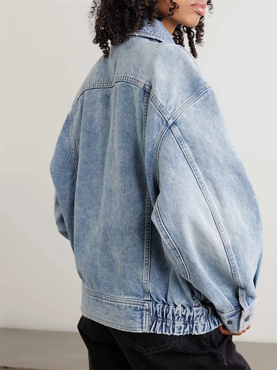 2026 Spring Women's Denim Jacket — 100% Cotton, Washed Finish, Loose Fit,Casual, Retro-Inspired, Y2K Style, Versatile Outerwear