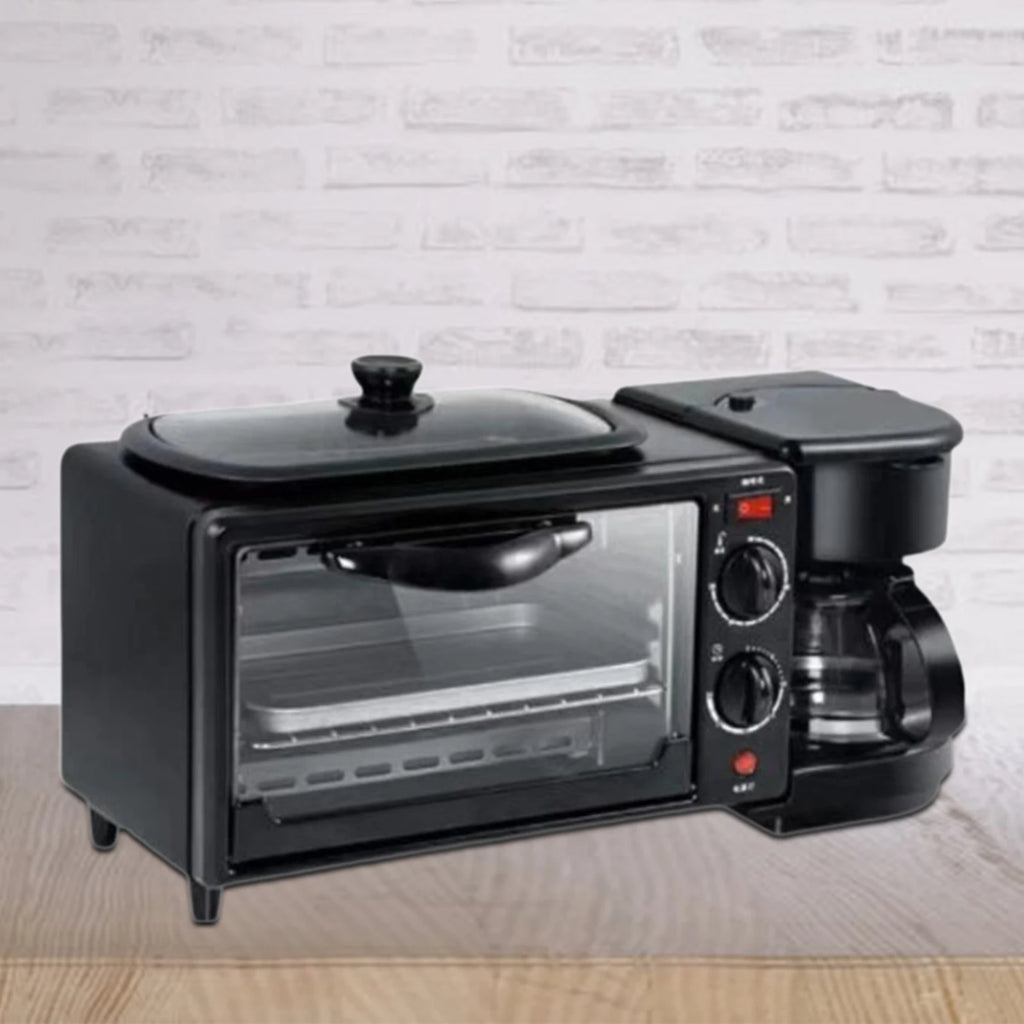 3 in 1 Breakfast Machine Non Stick Griddle Toasters Oven Portable with Coffee Machine Toasters Oven for Sandwich Egg Sausages