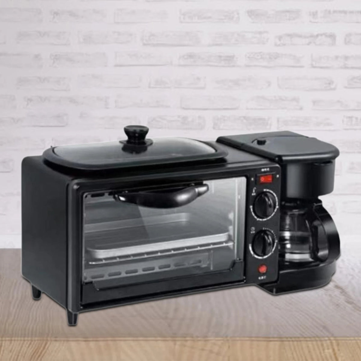 3 in 1 Breakfast Machine Non Stick Griddle Toasters Oven Portable with Coffee Machine Toasters Oven for Sandwich Egg Sausages