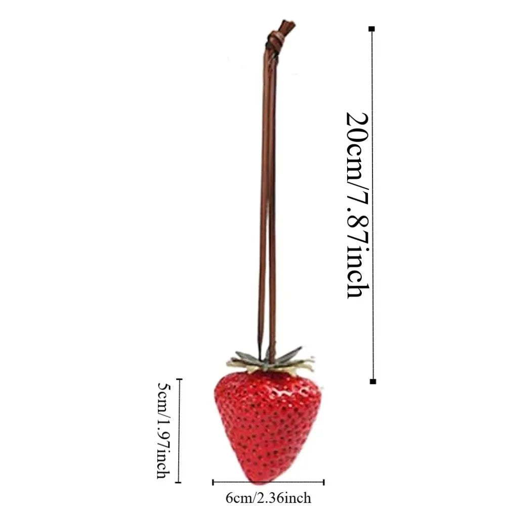 Funny Waterproof Strawberry Key Ring Elegant Alloy Versatile Bag Charm Handmade Vivid Red Resin Fruit Pendant Girls