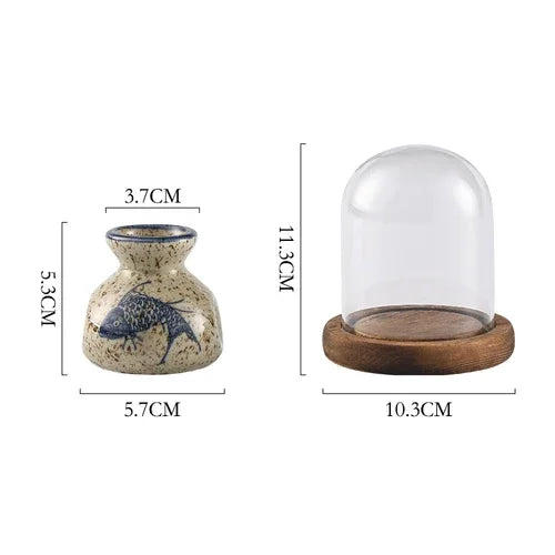 Japanese Retro Toothpick Box Home Toothpick Cotton Swabs Jar Ceramic Pot Glass Dust Cover Modern Exquisite Decoration Modern