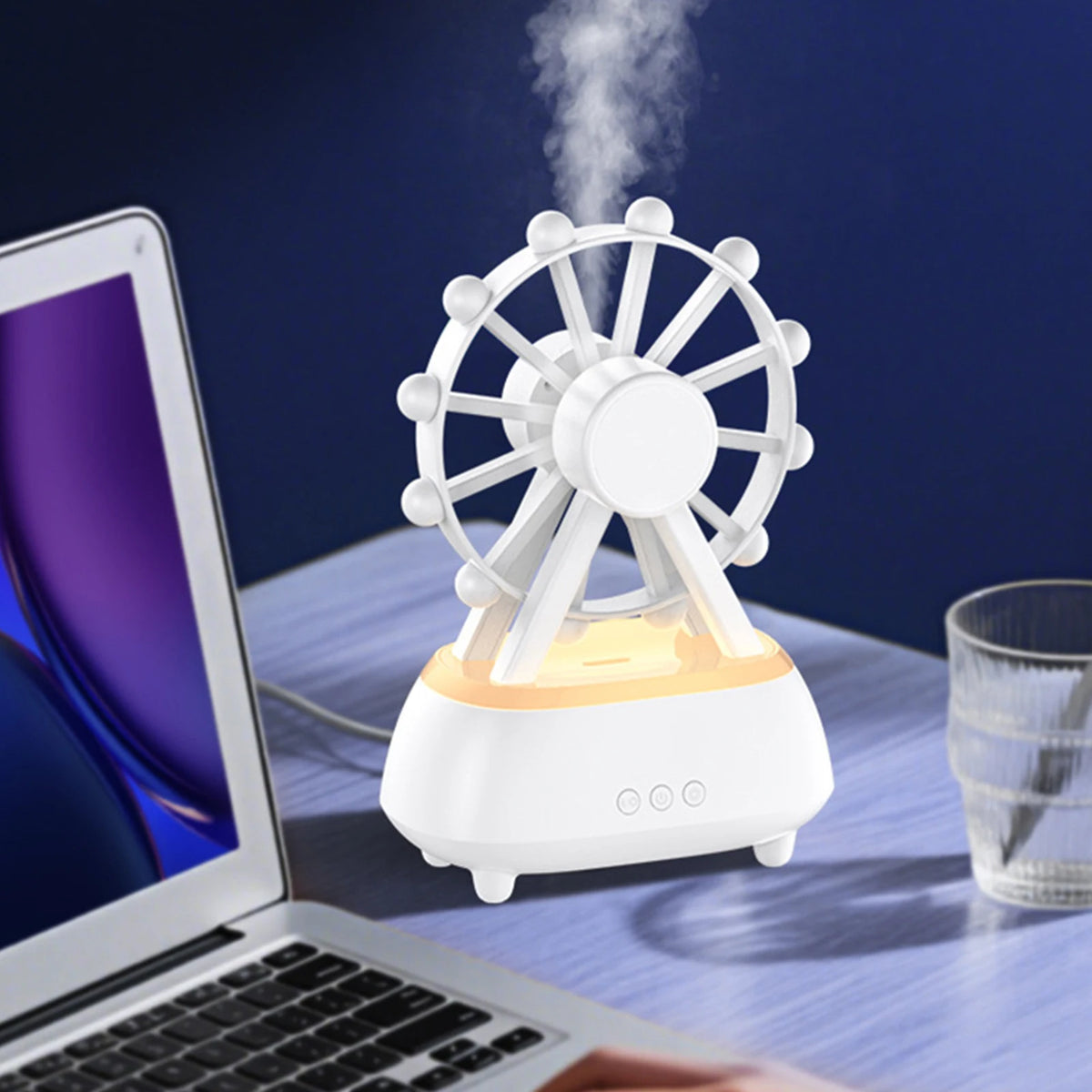 Ferris Wheel Cool Mist Humidifier 7 Colors Lights Aromatherapy Diffuser Noiseless Operation Suitable for Room Office and Gym
