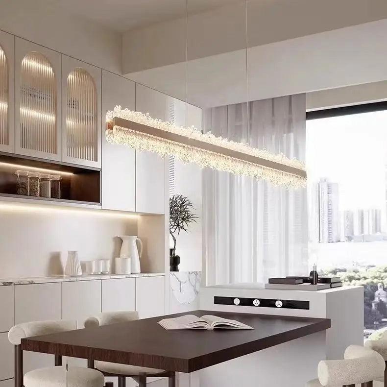 Restaurant LED Chandeliers Italian Light Luxury High-End Dining Room Main Lamp Designer Style One-Line Strip Dining Table Light