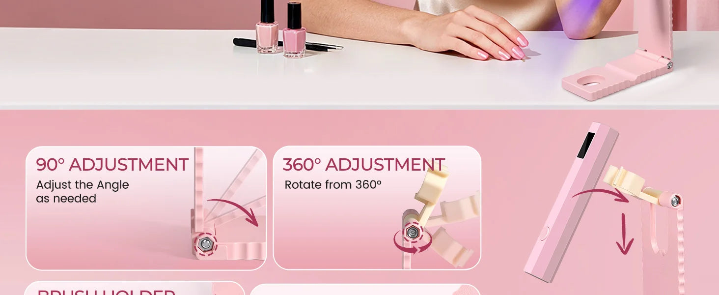 Cordless UV/LED Nail Lamp Set Handheld Light with Stand LCD Display Rechargeable USB Gel Nail Dryer for Quick Curing