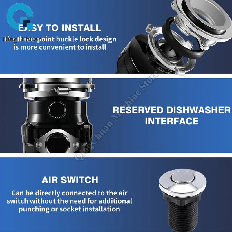 Food Waste Disposer Commercial Seven Stage Grinding Intelligent Kitchen Waste Disposer Grinding Household Waste disposer