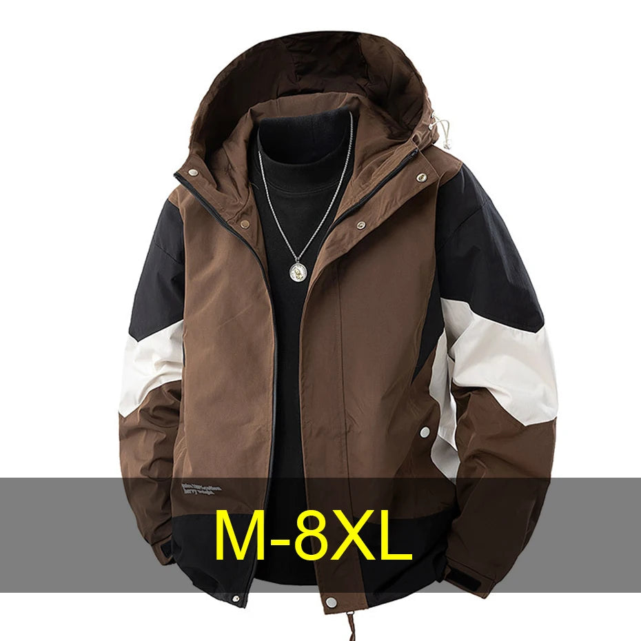 Patchwork Coat Jacket Men 8XL Plus Size Spring Autumn Fashion Casual Patchwork Cargo Jacket Male Big Size Outerwear
