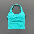 HISTELLO Sports Halter Top Seamless Women Sexy Yoga Clothing Backless Gym Tank Tops Push Up Workout Vest Running Fitness Bra Top