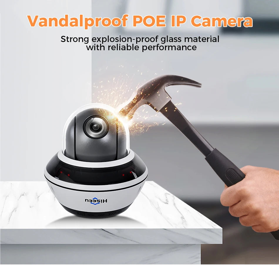 Hiseeu 6MP Vandalproof POE IP Audio Camera 4X Optical Zoom Outdoor Video CCTV Security Surveillance Dome Cameras Onvif H.265