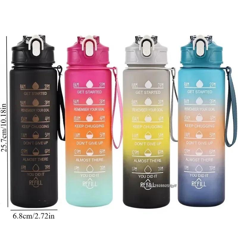 Sports Water Bottle with Time-Tracking Straw Leak Proof Locking Flip Cover for Easy Carry Ideal for Outdoor Adventures