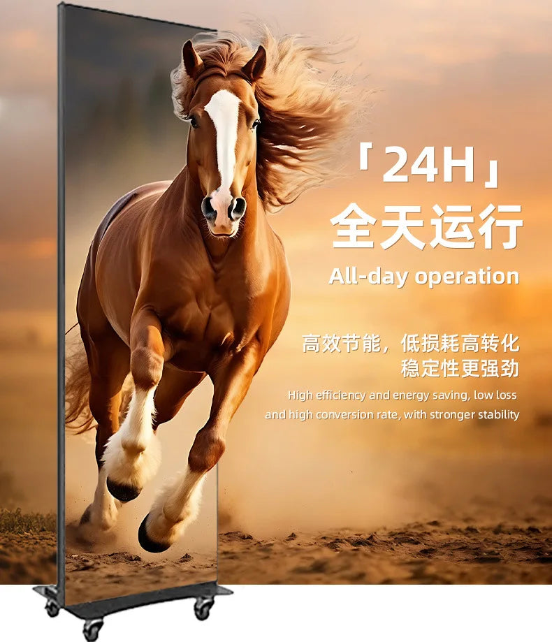Indoor led poster screen folding advertising screen shopping mall mobile led display