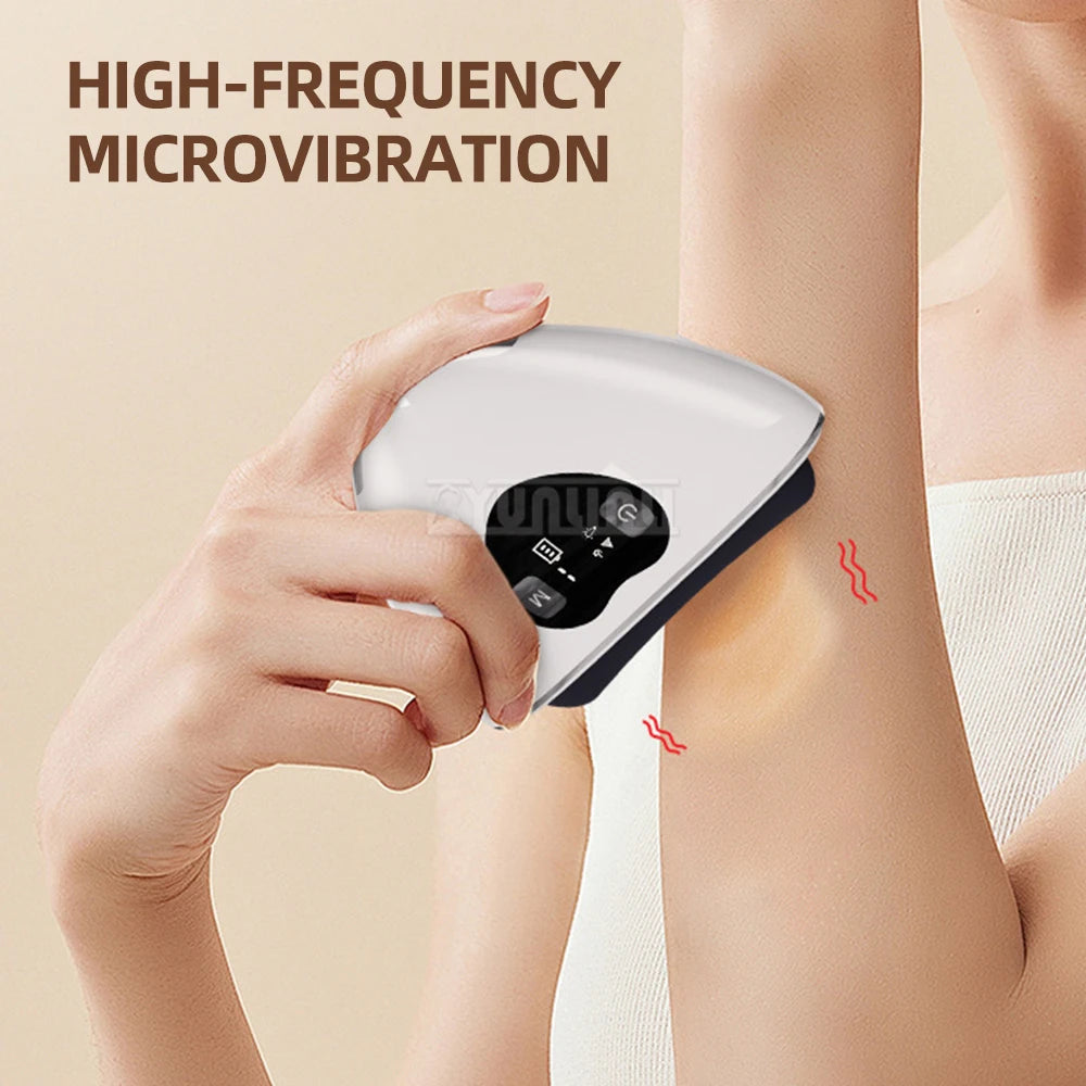 Bianstone Gua Sha Instrument with EMS Micro-current acupuncture point massage around the eyes and bags
