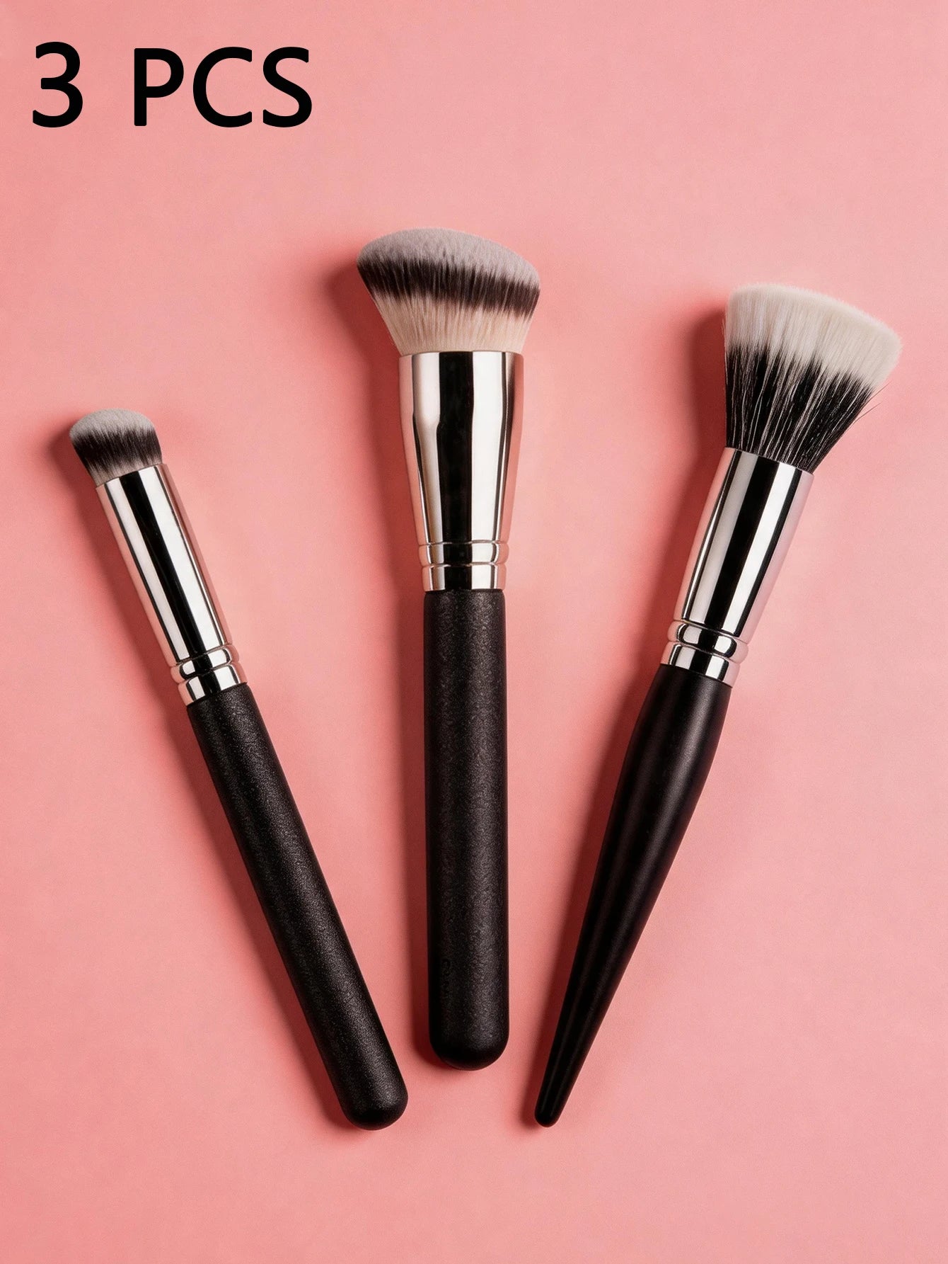 3 PCS Makeup Brushes Set Includes Foundation Brush, Flawless Concealer Brush, Powder Brush