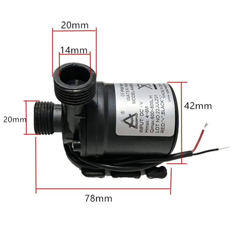 12v High Voltage Super Quiet Solar DC 24V Lift 5M 800L/H Brushless Motor Submersible Booster Pump Quick Joint