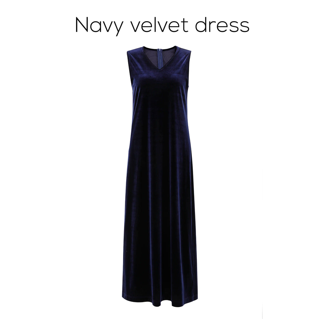 AP Women 2026 Autumn and Winter Modal Mesh Shirt and V Neck Velvet Maxi Dress High Quality