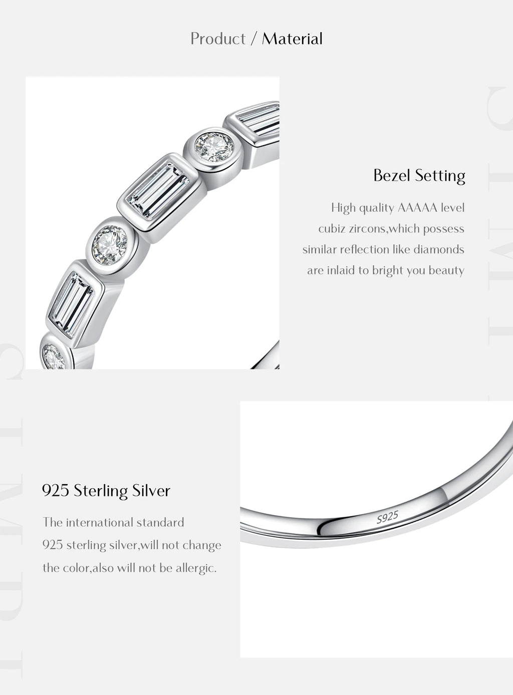 MODIAN 925 Sterling Silver Fashion Round Rectangle Dazzling Clear CZ Band Ring For Women Wedding Engagement Fine Jewelry