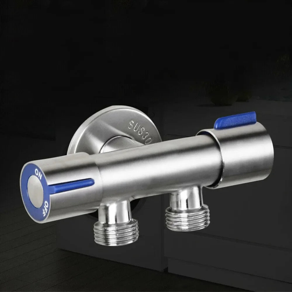 Bathroom Faucet Dual Control Double Handle Stainless Steel Cold Water Faucet Bathroom Washing Machine Faucet Triangle Valve