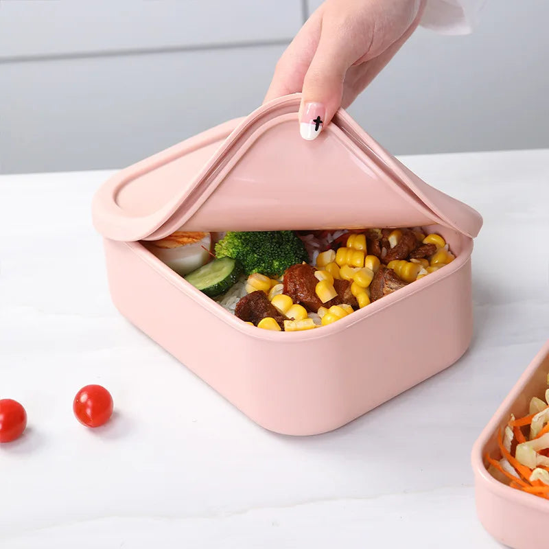3Pcs/set(300ml+700ml+1300ml) Silicone Lunch Box,Microwaveable Bento Box,Food Container With Lid For School Work Travel Leakproof