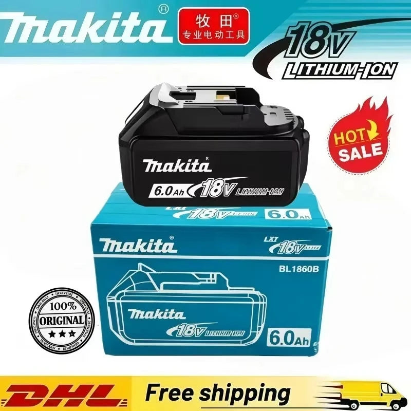 6Ah 100% Original Makita 18V Battery BL1860B Rechargeable Lithium-Ion Battery for Makita 18V Power Tools Replace the Battery.