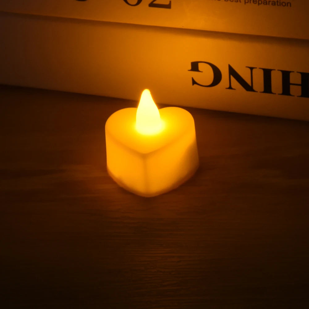 Flameless Led Candle Heart-shaped Electronic Battery-Power Tealight Candles for Home Christmas Party Wedding Decoration