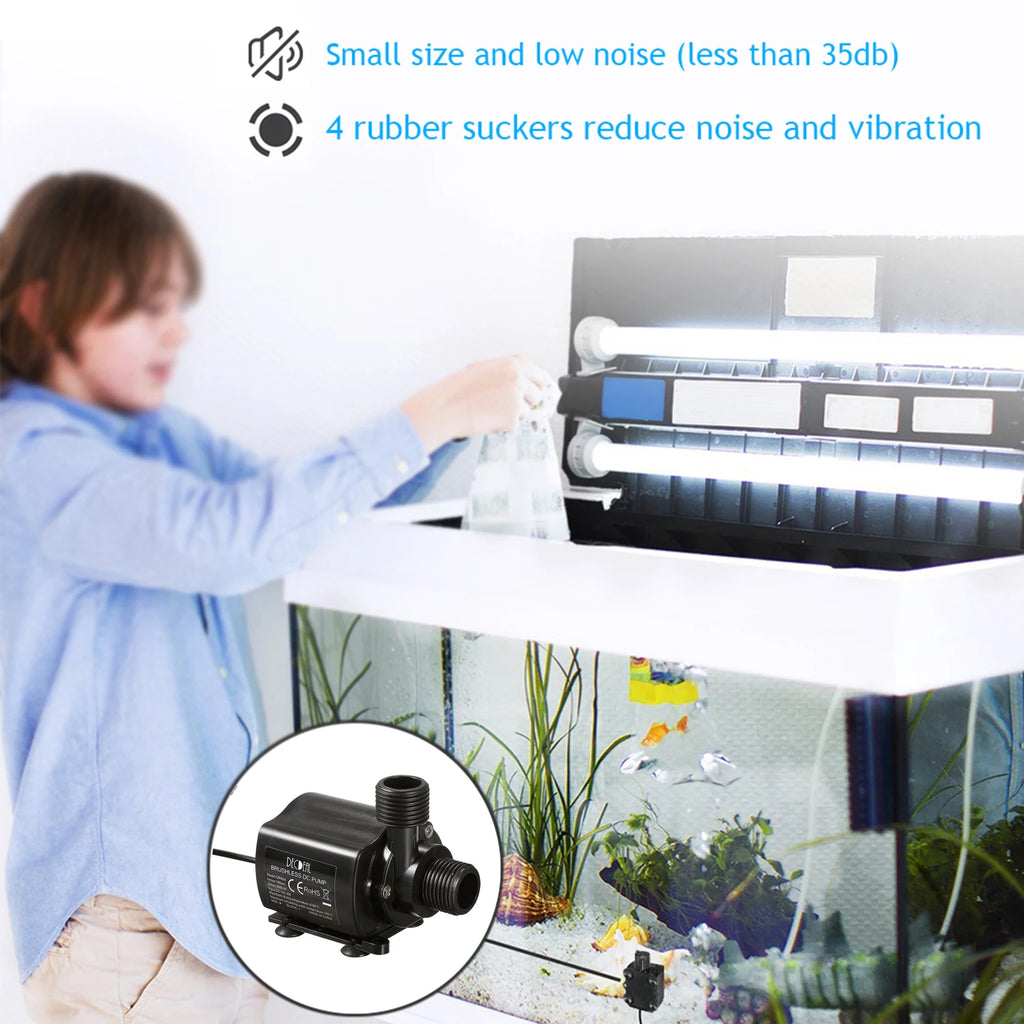 500L/H 4W 12V Aquarium Pump USB Fish Tank Submersible Water Pump Brushless Waterproof Fountain Pump
