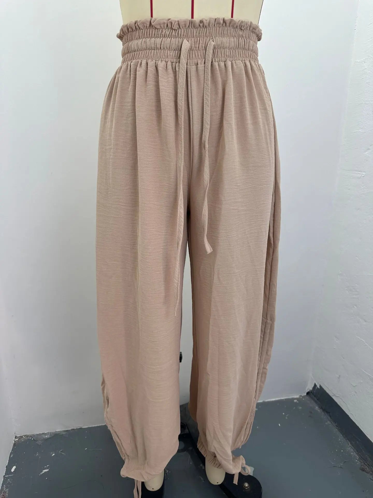 2026 New Drawstring Lantern Pants Women's Casual High Waist Loose Trousers Spring Summer Fashion Streetwear Female Joggers Pants
